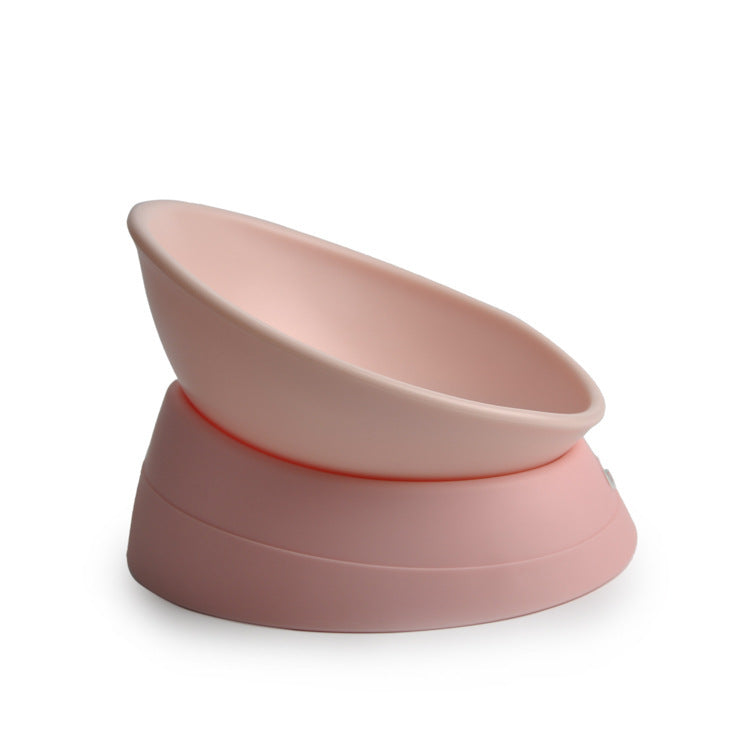 White non-slip cat bowl with adjustable angle, designed for flat-faced cats, from Brandywines Time.