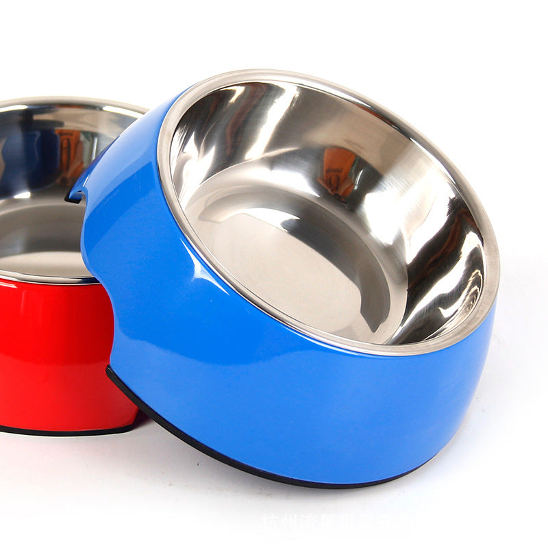 Brandywines Time non-slip stainless steel pet bowl, medium size, dual-use design with red finish for dogs or cats.