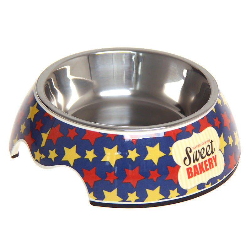 Brandywines Time non-slip stainless steel pet bowl, medium size, with red non-slip base, suitable for food or water for pets.