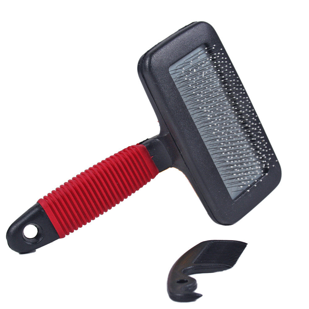 Brandywines Time pet grooming steel comb with a green handle, designed for gentle pet massage and detangling fur.