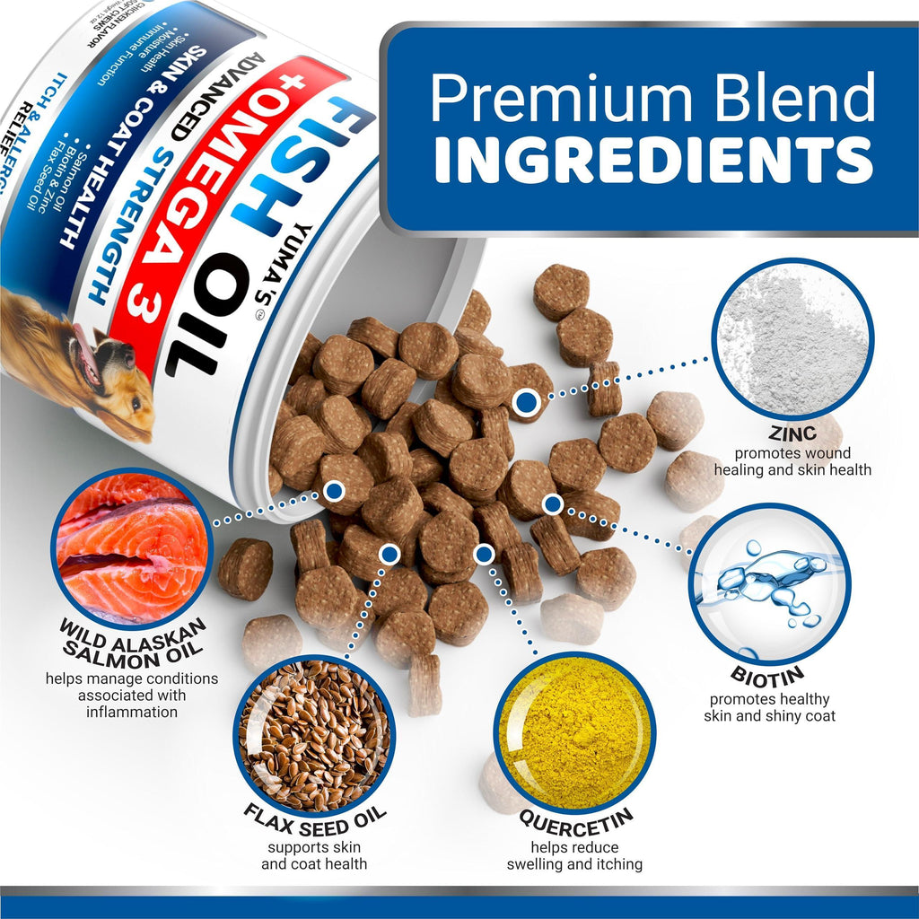 Brandywines Time Omega 3 fish oil chews for dogs, skin and coat supplement, 170 treats in a natural pet supplement package.