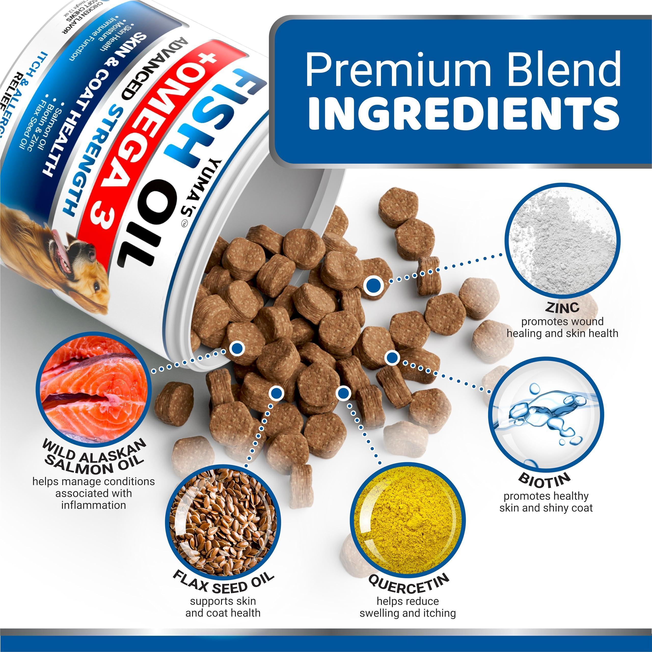 Brandywines Time Omega 3 fish oil chews for dogs, skin and coat supplement, 170 treats in a natural pet supplement package.