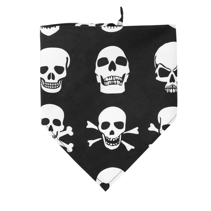 Single-layer Halloween skull dog towel from Brandywines Time, grooming supply with spooky skull print for pet drying and grooming.