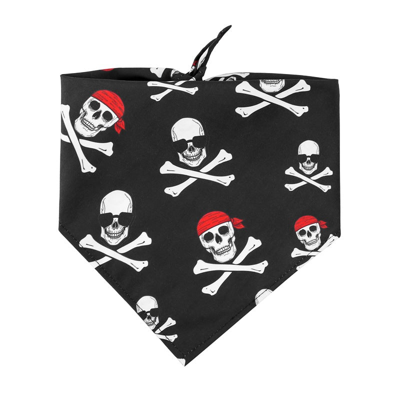 Single-layer Halloween skull dog towel from Brandywines Time featuring spooky skull design for pet grooming.