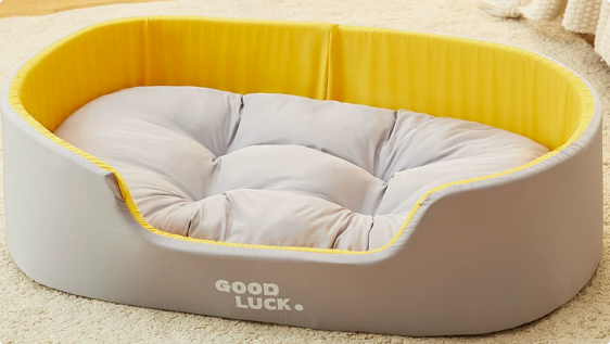 Green washable dog bed cover by Brandywines Time on a pet bed, featuring a removable, easy-to-clean design.