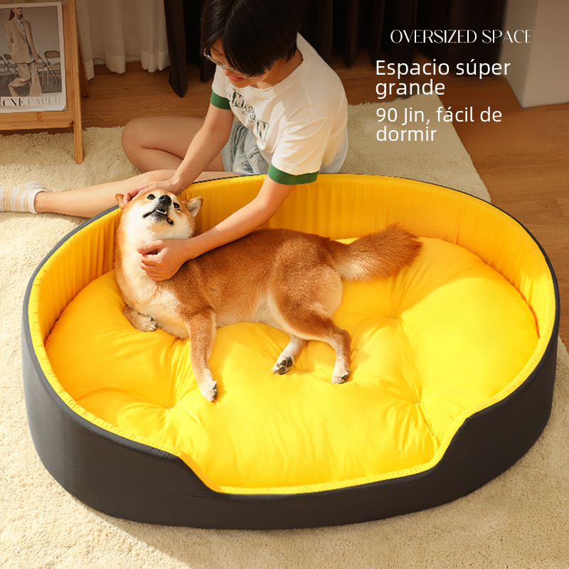 Green washable dog bed cover by Brandywines Time on a pet bed, featuring a removable, easy-to-clean fabric for pets' comfort.