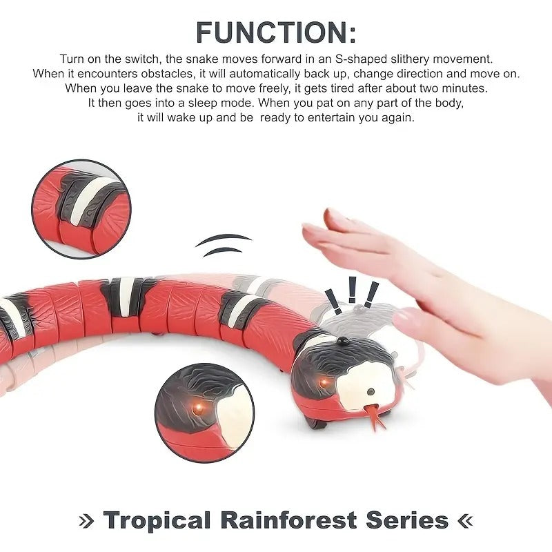 Brandywines Time USB rechargeable interactive snake cat toy with moving, flexible serpent design for playful feline fun.