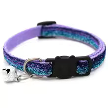 Colorful adjustable cat collar with bell from Brandywines Time, featuring vibrant stripes and a secure buckle for pets.