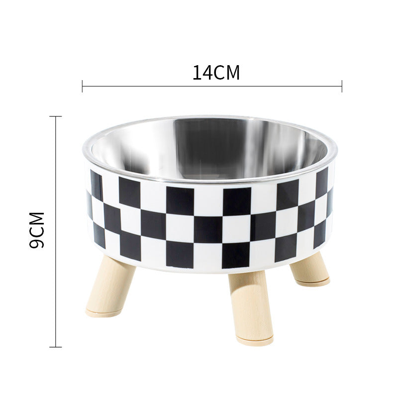 Polka Dot Stainless Steel Bowl For Pet Large Diameter Four Legs