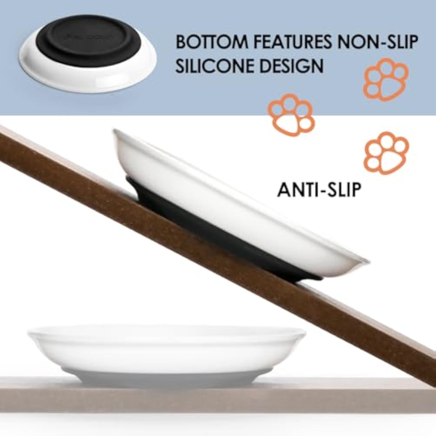 Ceramic Cat Food Bowls Whisker Friendly Cat Bowls With Nonslip Silicone Bottom Cat Food Dishes For Food And Water Cat Food Dishes Wide Shallow Small Cat Plates For Cats Kitten Small Dogs