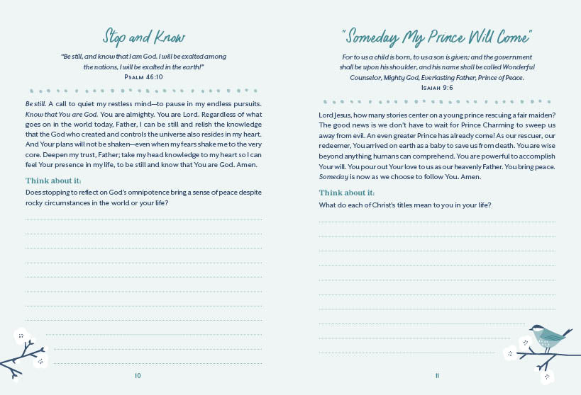 Religious prayer journal titled "Faithful in Prayer" by Erin Chronos, featuring a cover with a serene design for devotional reflection.