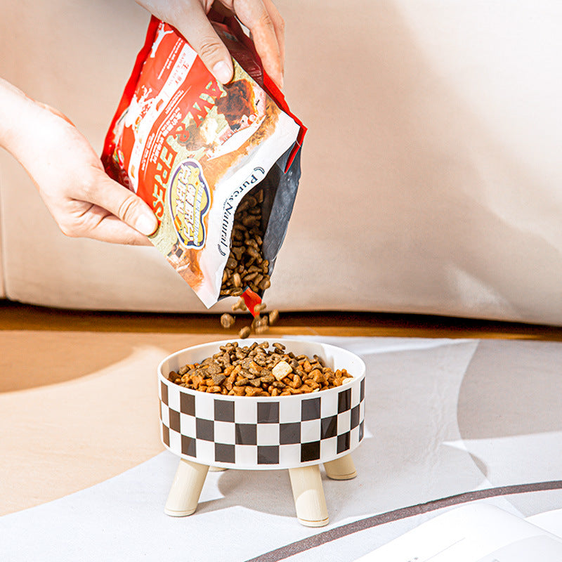 Polka Dot Stainless Steel Bowl For Pet Large Diameter Four Legs