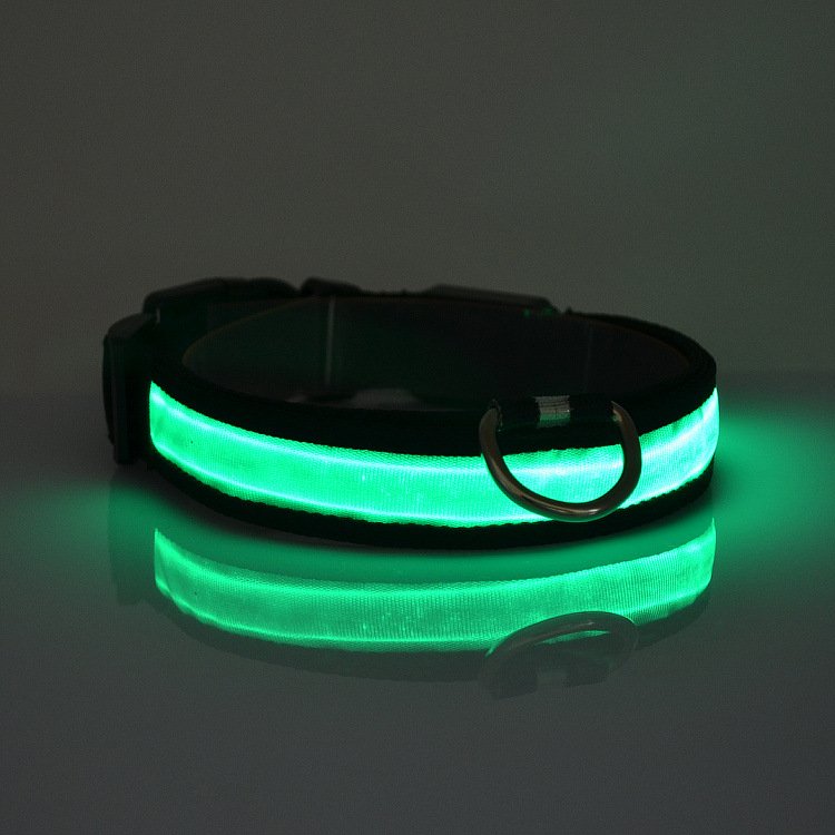 Fuchsia Molly LED Light Up Dog Collar in red, with bright illumination, suitable for large dogs, made of durable nylon material.