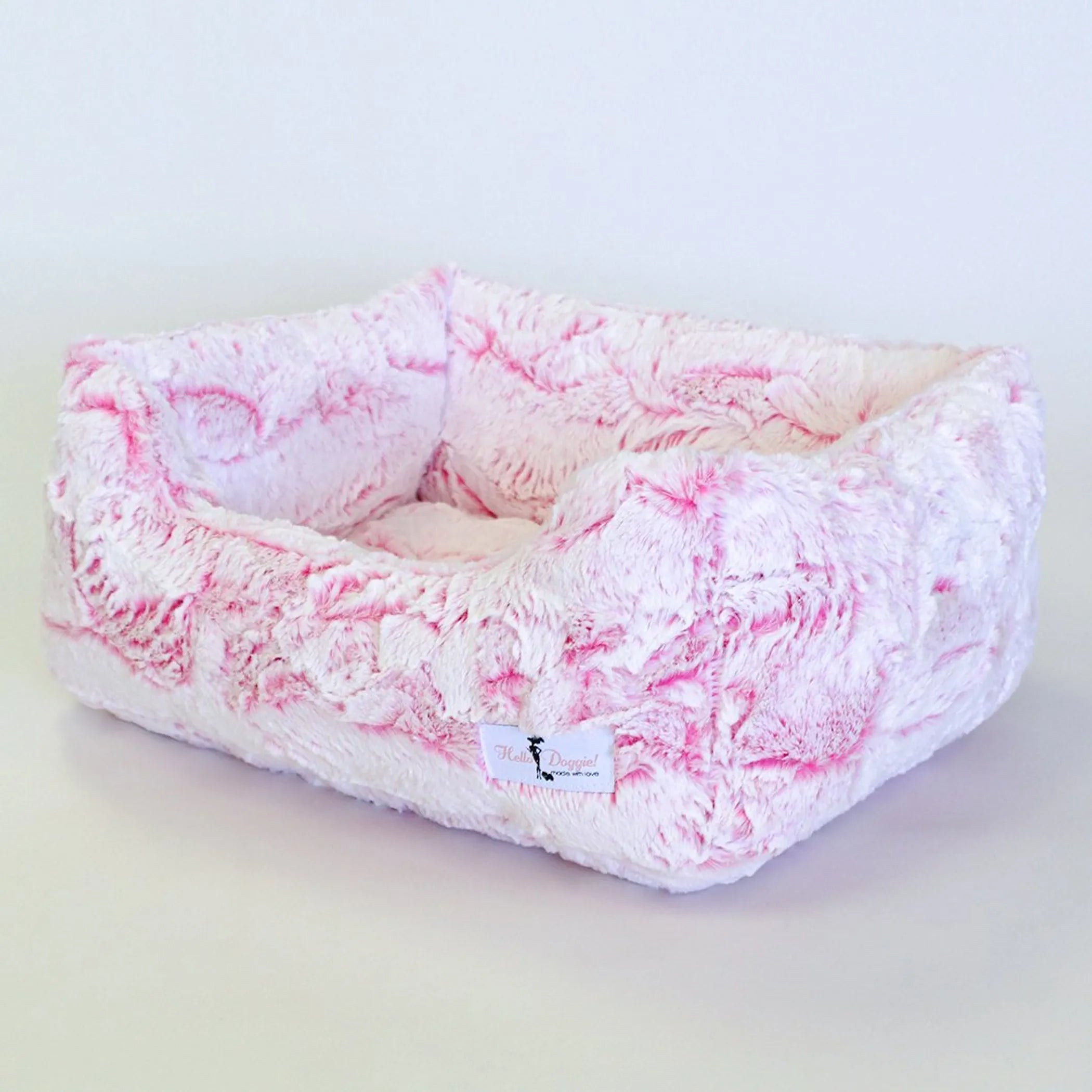 Large luxury soft dog bed from Hello Doggie Inc.'s Whisper Collection with plush fabric and cozy design for dogs.