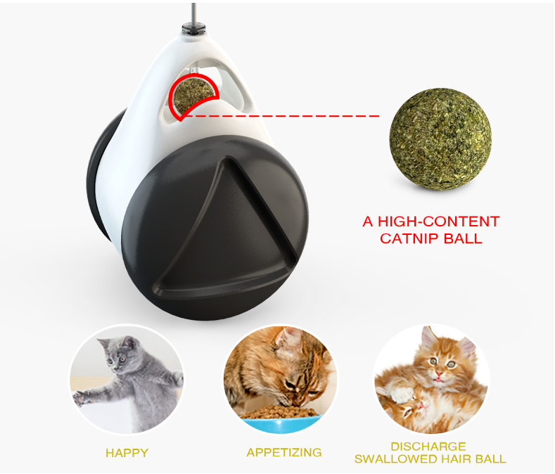 interactive tumbler cat toy with a ball, designed to entertain cats and encourage play behavior.