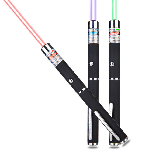 Puce Gaia 3-pack laser pointer pens with green, blue, and red beams, ideal for cat toys and interactive play.
