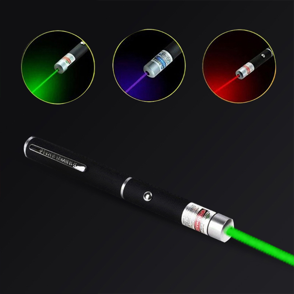 Puce Gaia 3-pack laser pointer pens in green, blue, and red with visible beams, ideal as cat toys and interactive pet accessories.