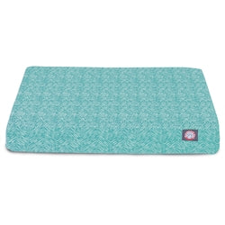 Rose Chloe Majestic Pet teal Navajo large orthopedic memory foam pet bed with rectangular shape and plush fabric for comfort.