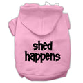 Rose Chloe "Shed Happens" funny dog hoodie shirt with screen print design, comfortable pet apparel for dogs.