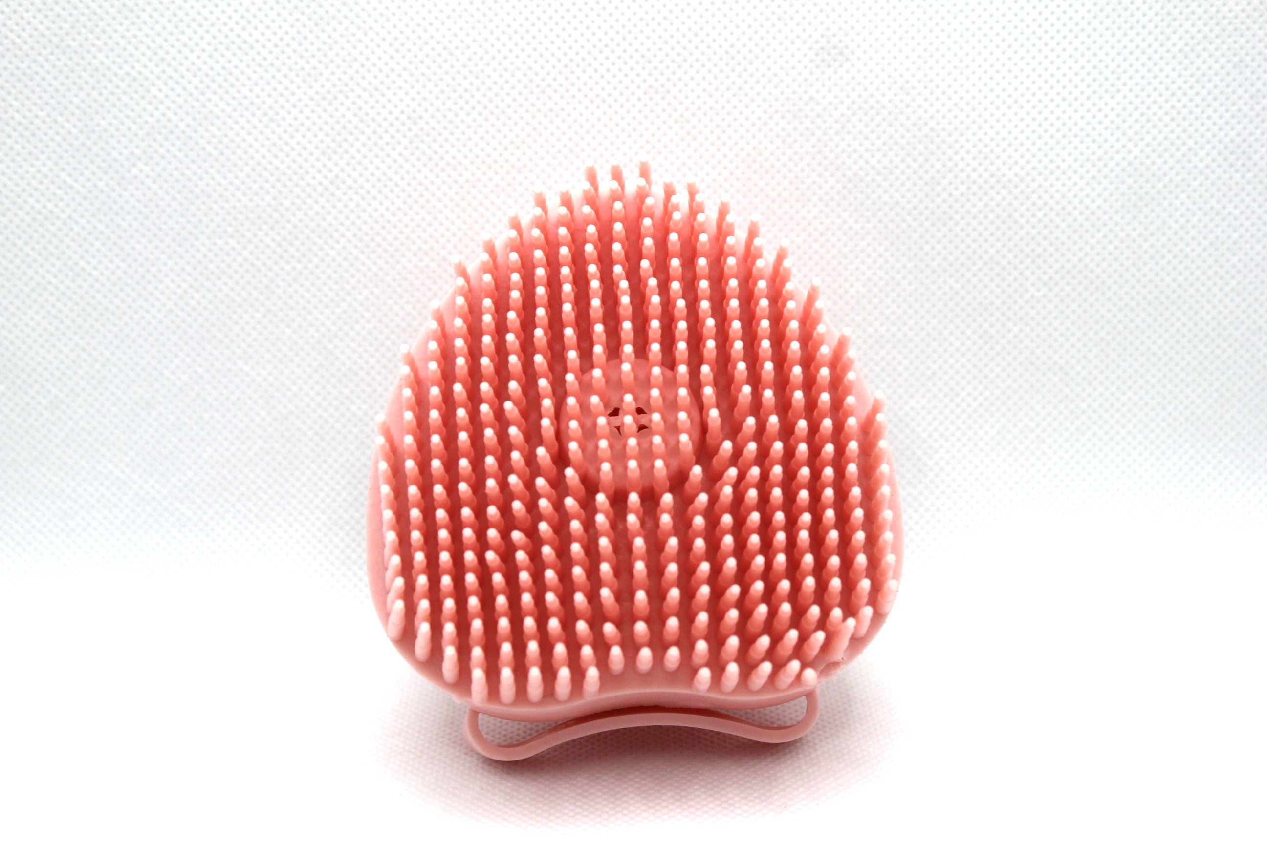 Pink BrushPro Bath Brush by Sky Pandion, a pet grooming tool with ergonomic handle for easy, convenient pet bathing.