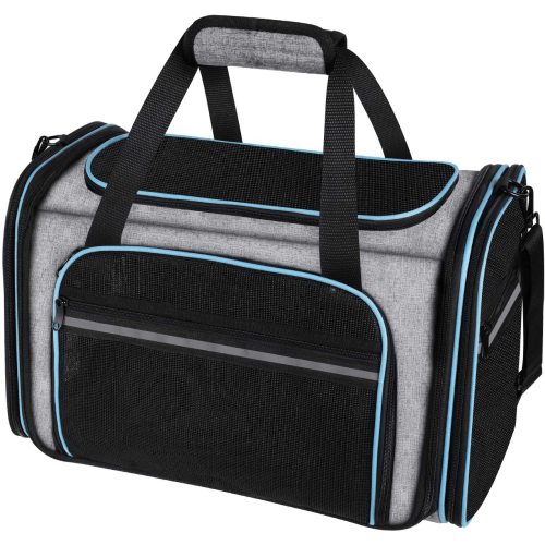 Teal Simba pet backpack carrier for cats and small dogs, breathable mesh sides and adjustable straps for comfortable travel.