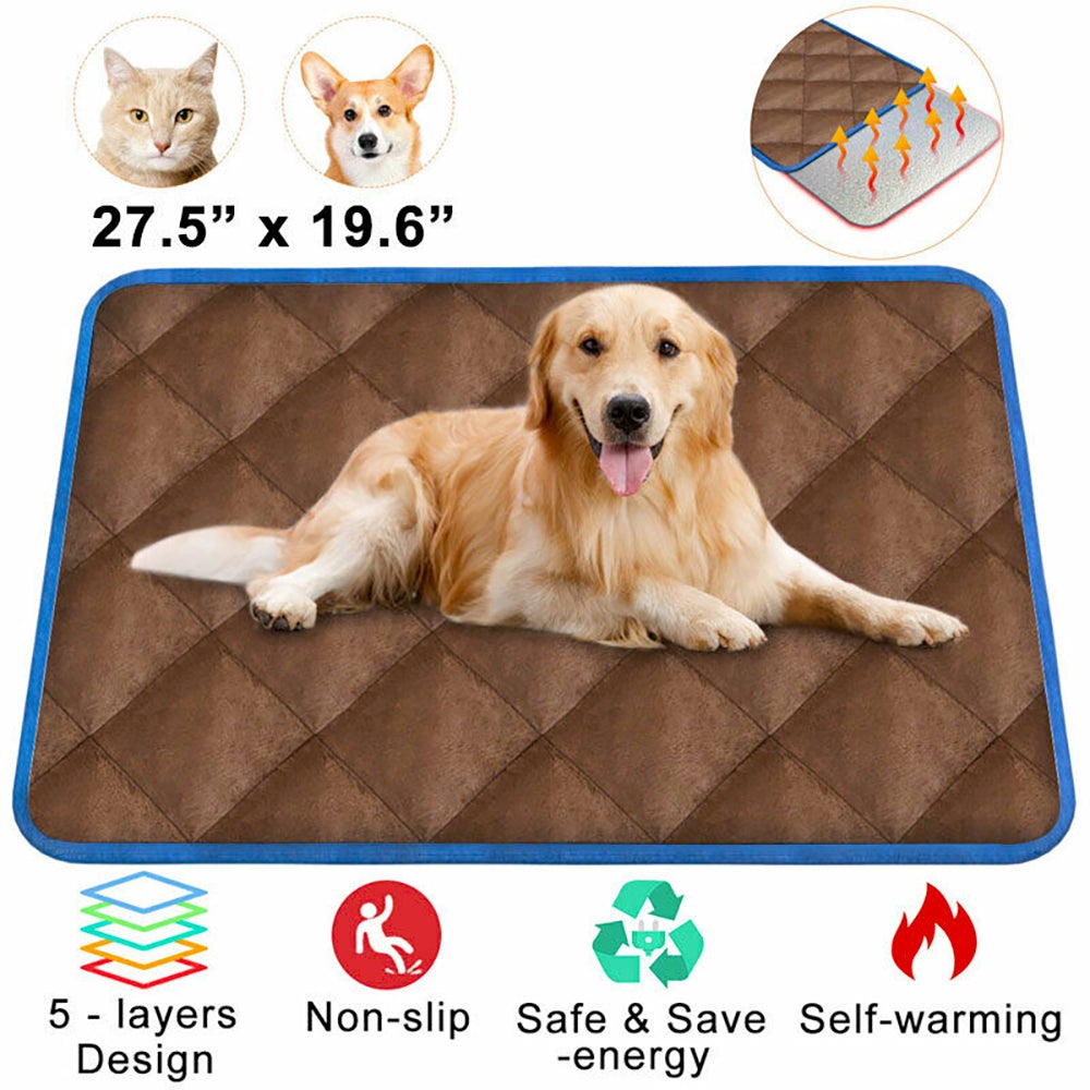 Yellow Pandora self-heating thermal mattress bed for dogs and cats, soft and cozy pet bed with thermal insulation.