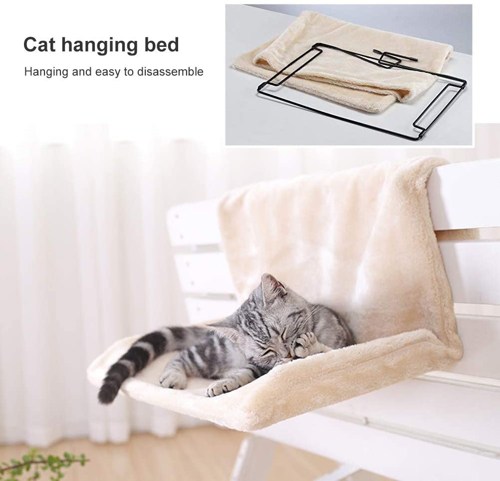 Yellow Pandora cozy portable cat hanging hammock bed with soft gray fabric, perfect for comfortable feline relaxation.
