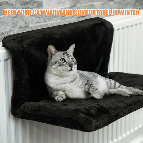 Yellow Pandora cozy portable cat hanging hammock bed with soft blankets, ideal for comfortable feline lounging.