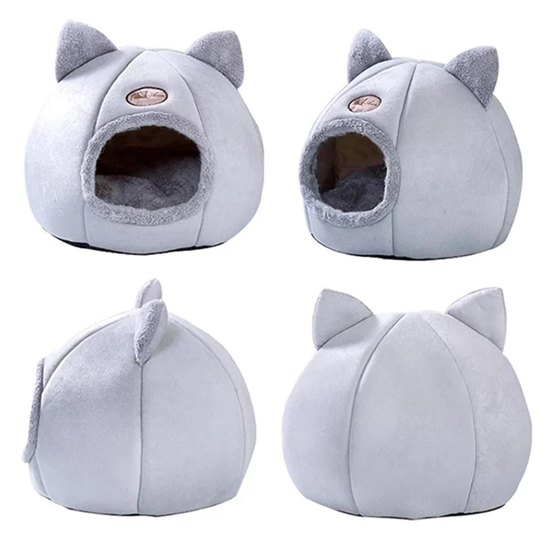 Yellow Pandora Cozy 2-in-1 Pet House Bed with plush blankets, featuring a soft, enclosed pet bed and cozy lounging space.
