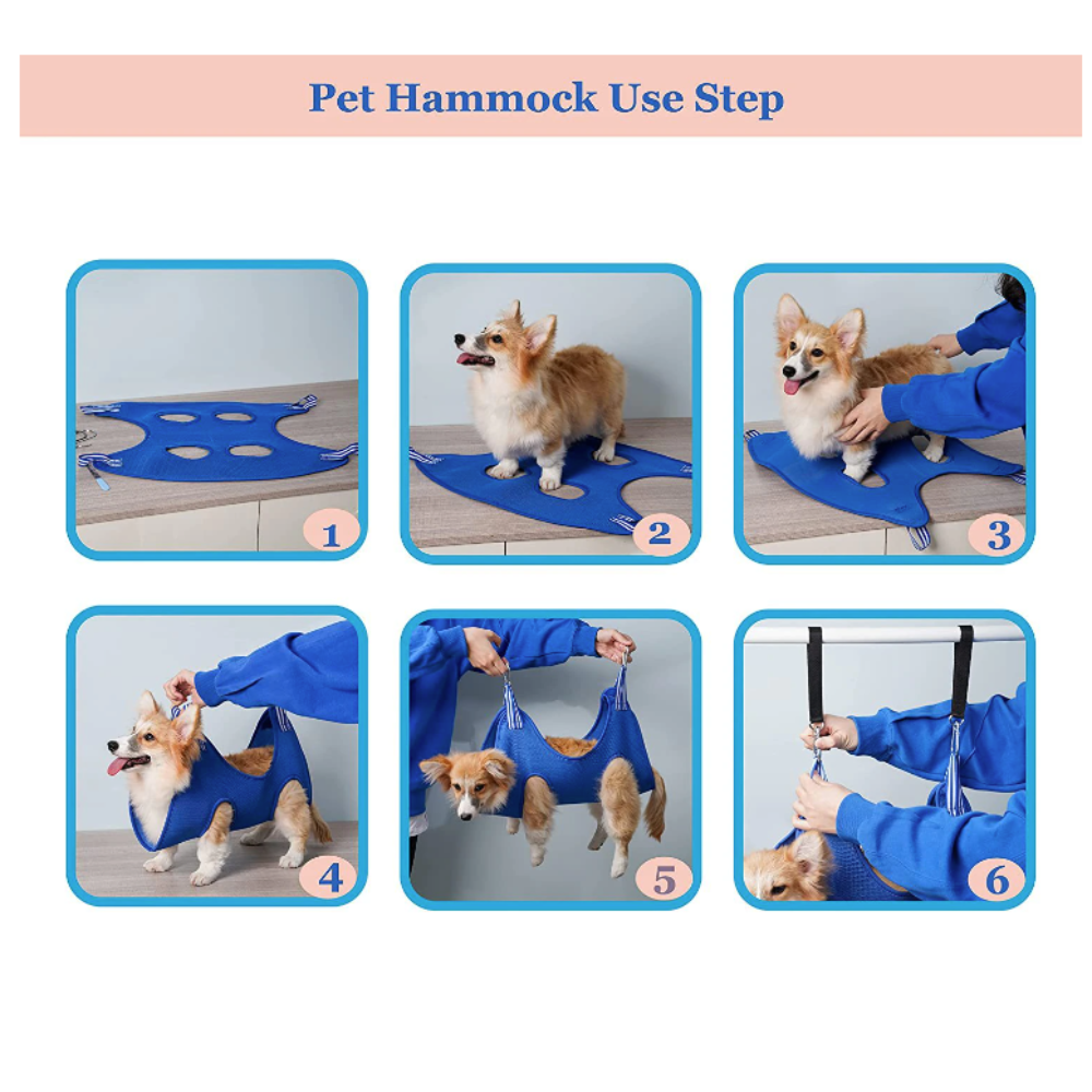 Yellow Pandora cat grooming restraint bag with hammock, black pet grooming supplies for cats weighing 10-20kg, shown in image.