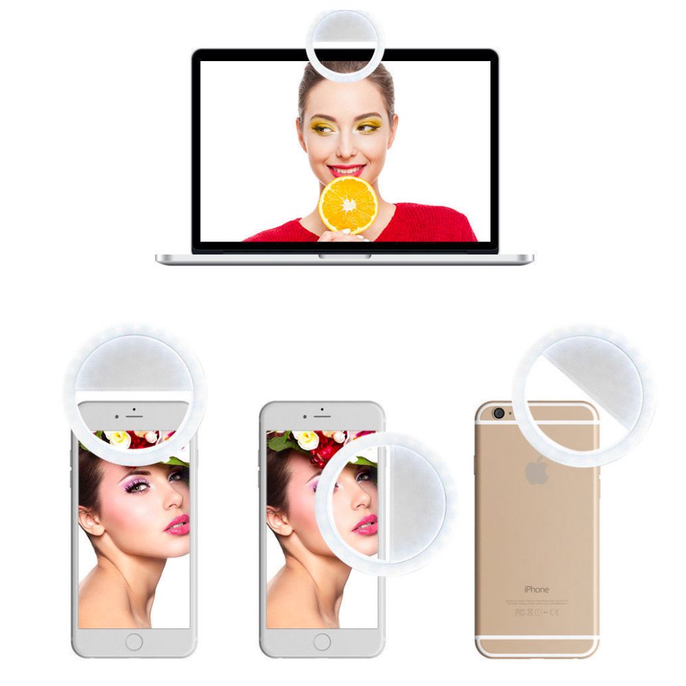 Yellow Pandora portable selfie ring clip-on for mobile phones, compact LED ring light for better selfies and photos.